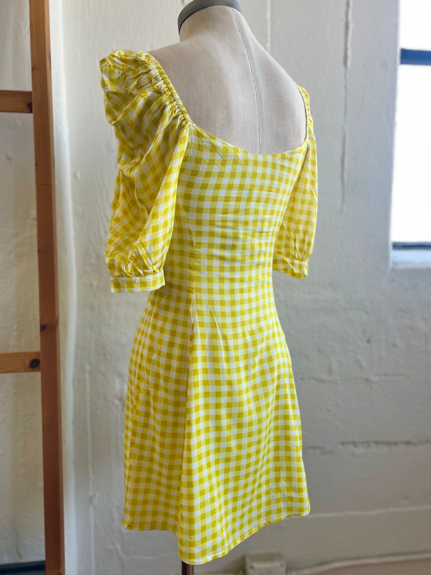 "Vanessa Mooney" yellow plaid dress - Size M
