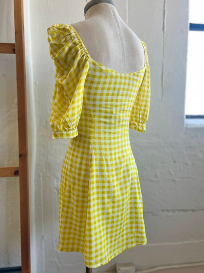 "Vanessa Mooney" yellow plaid dress - Size M