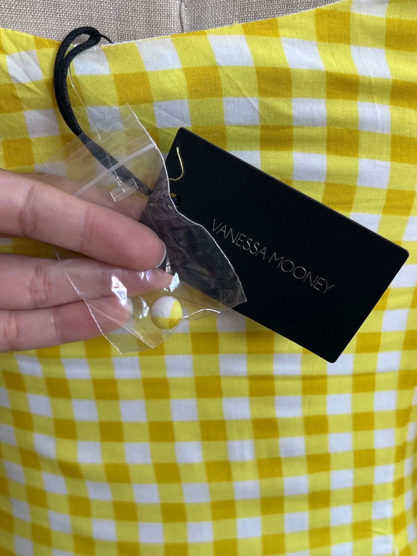 "Vanessa Mooney" yellow plaid dress - Size M
