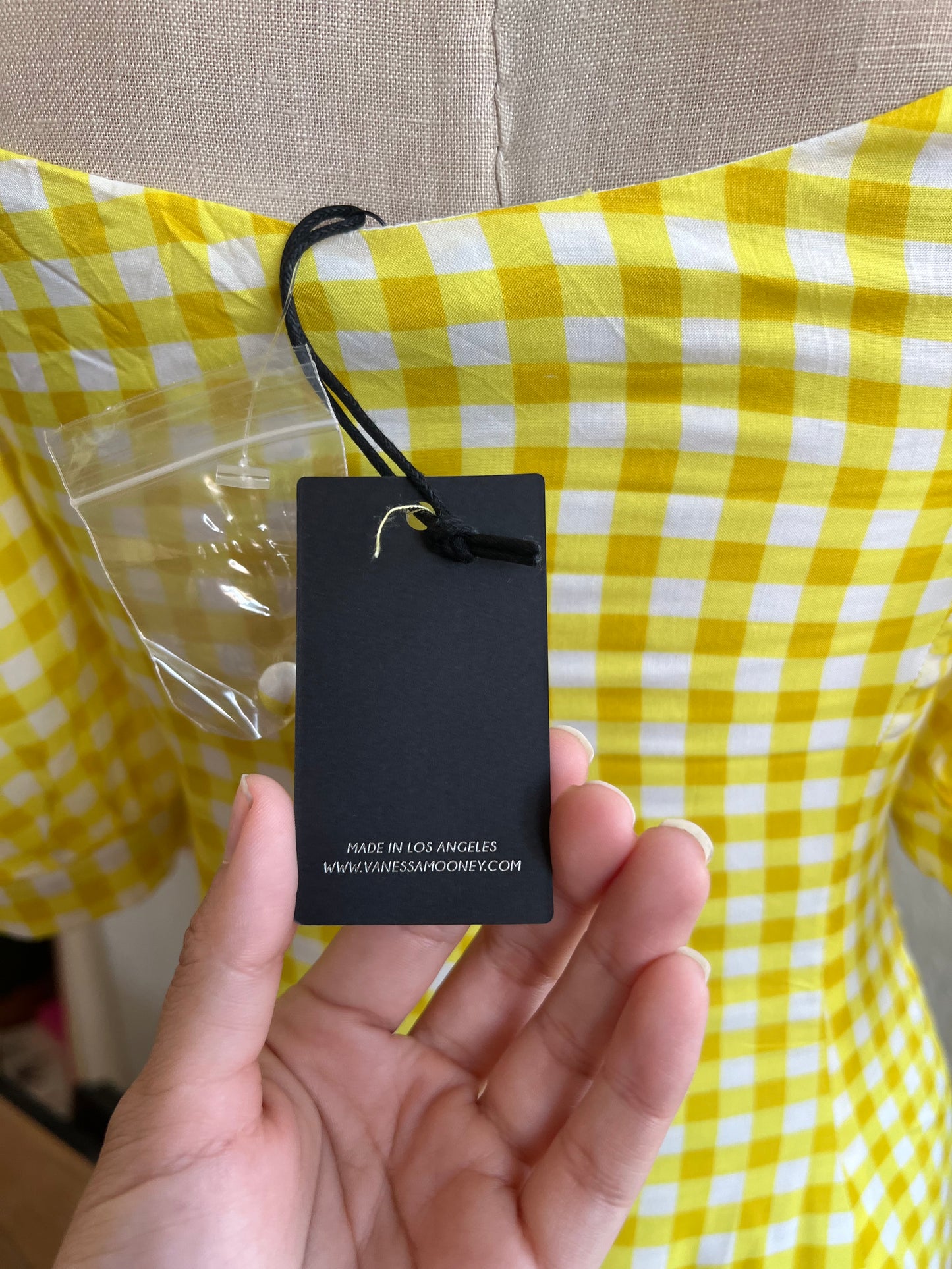 "Vanessa Mooney" yellow plaid dress - Size M