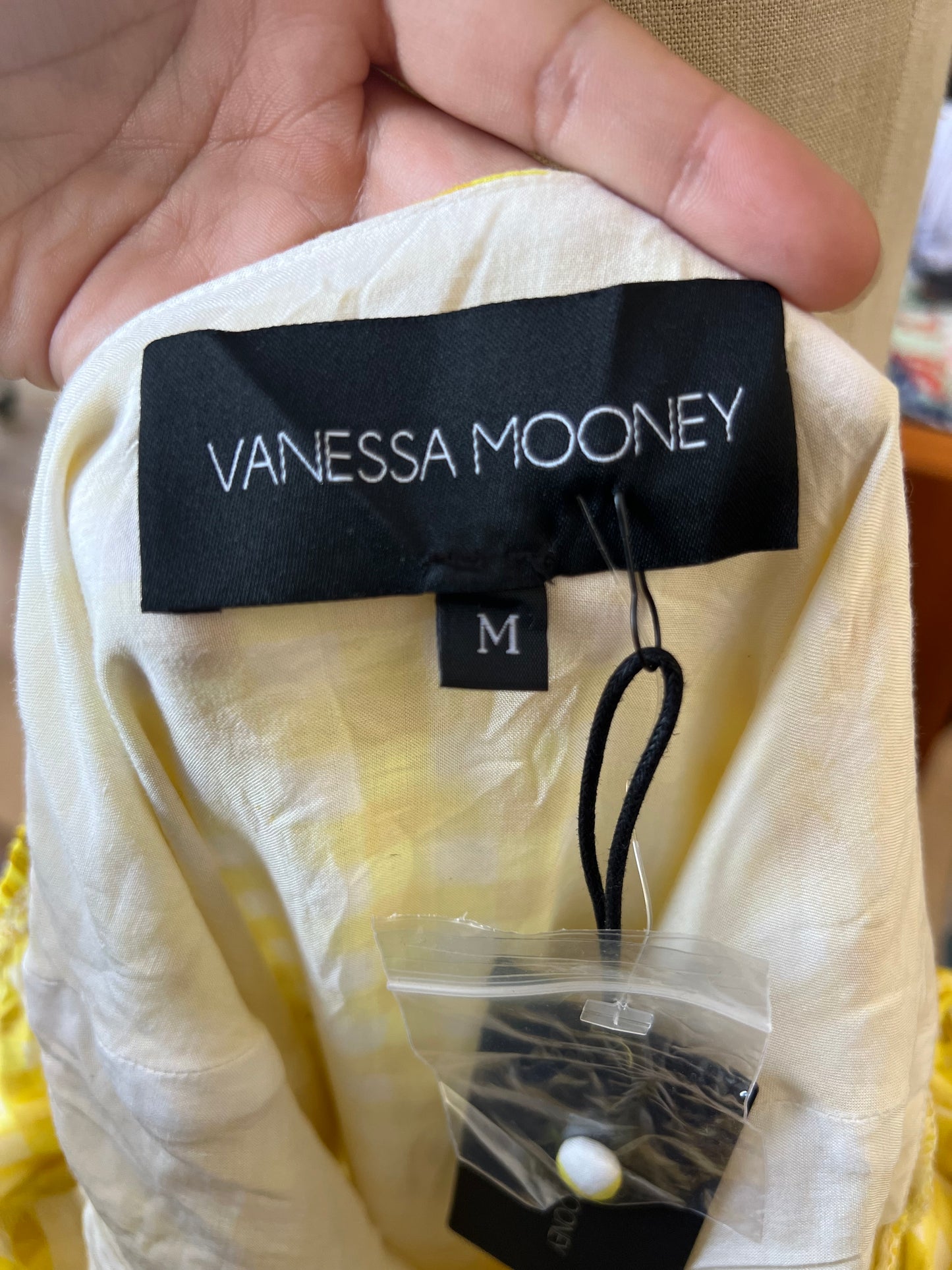 "Vanessa Mooney" yellow plaid dress - Size M