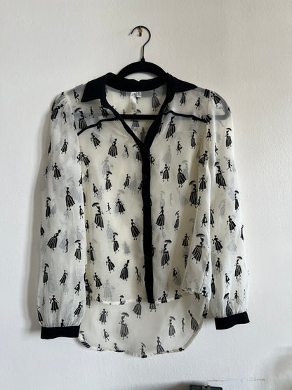 "Sugarmint" long sleeve Mary Poppins look alike shirt - Size S