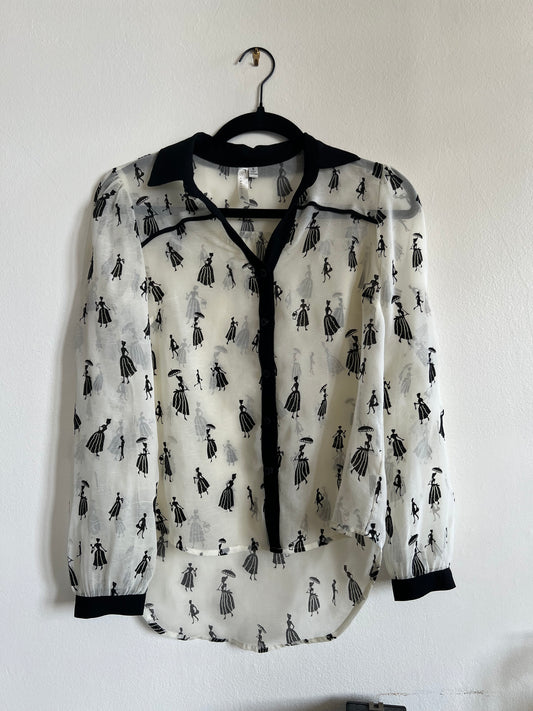 "Sugarmint" long sleeve Mary Poppins look alike shirt - Size S