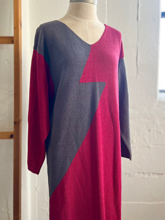 Helen HSU Vintage (for Saks fifth avenue) grey & pink dress / Size 8