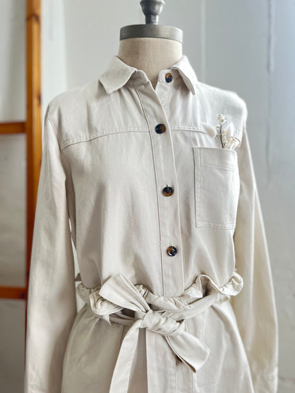 "Who what wear" button shirt dress with classic collar and belt / Size M