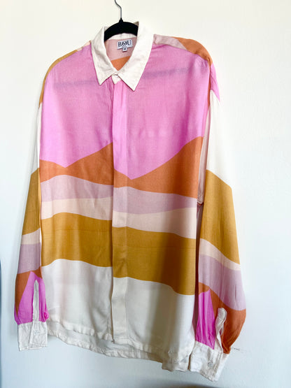 "Boho Ibiza" abstract print oversize shirt - Size M