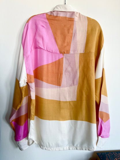 "Boho Ibiza" abstract print oversize shirt - Size M