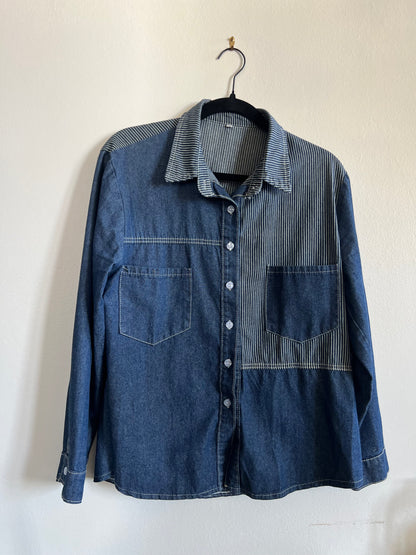 Jean long sleeves shirt with stripes - Size L