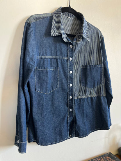 Jean long sleeves shirt with stripes - Size L