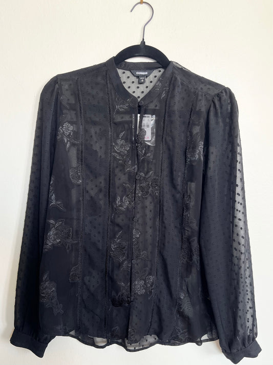 "Express" long sleeves black sheer shirt - Size S