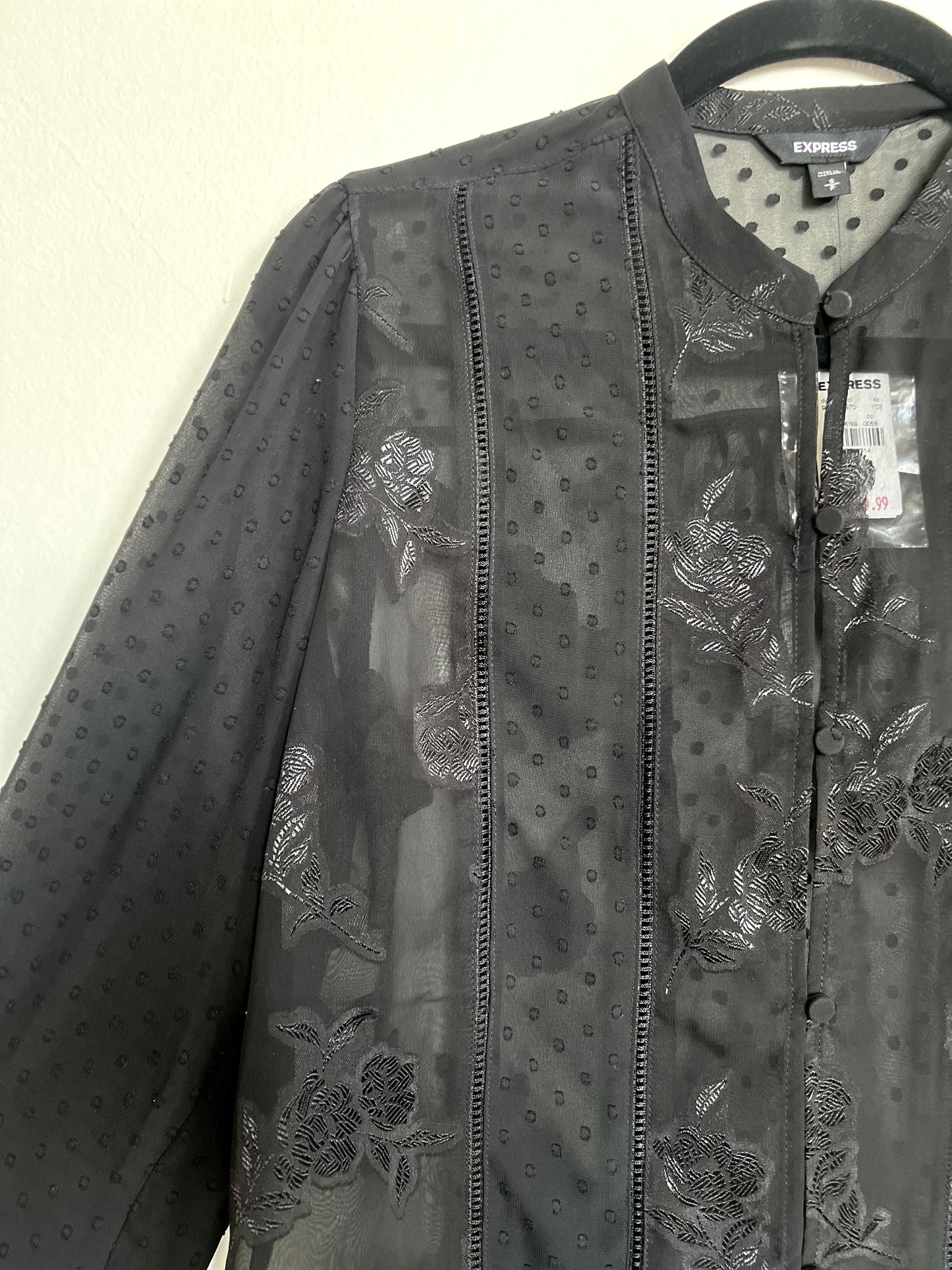 "Express" long sleeves black sheer shirt - Size S