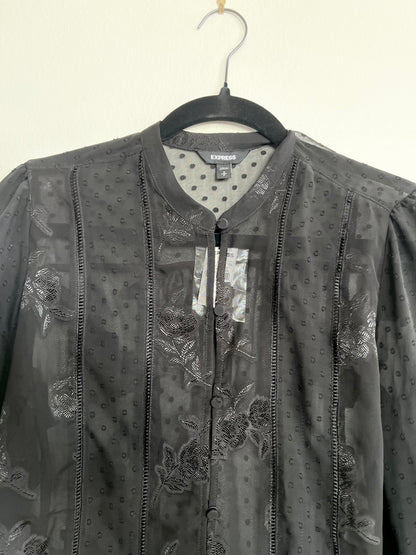 "Express" long sleeves black sheer shirt - Size S