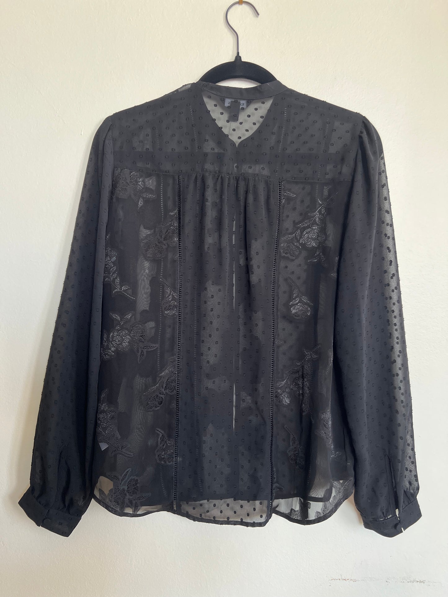 "Express" long sleeves black sheer shirt - Size S
