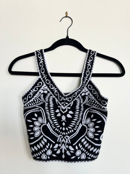 "Express" black & white patterned tank top - Size S