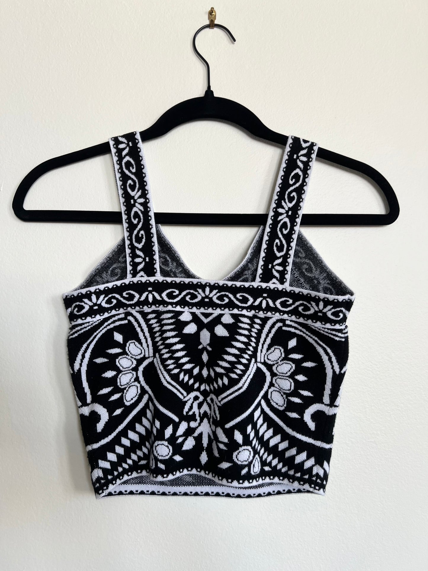 "Express" black & white patterned tank top - Size S
