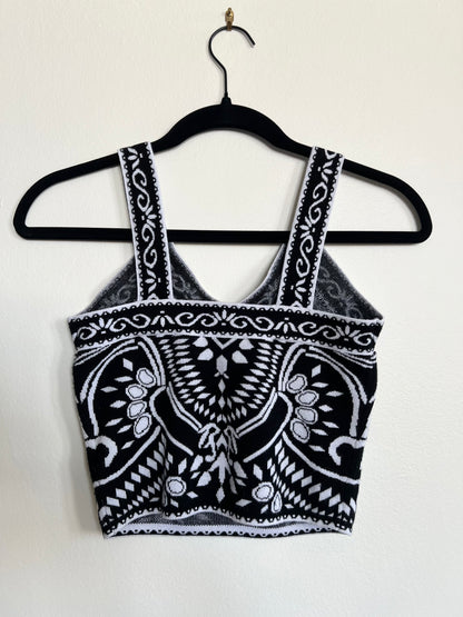 "Express" black & white patterned tank top - Size S