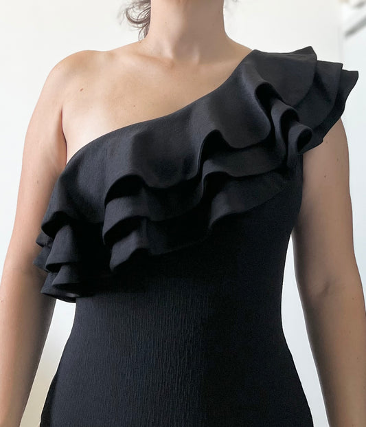 "H&M" one shoulder ruffle bodysuit - Size S