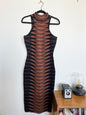 "Fashion Nova" black & brown stretch pencil dress - Size M