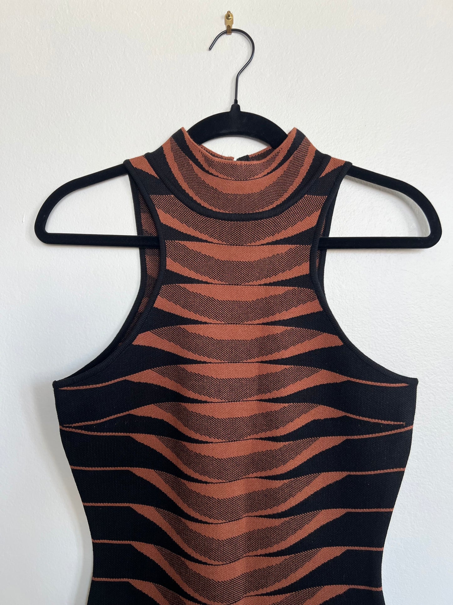 "Fashion Nova" black & brown stretch pencil dress - Size M