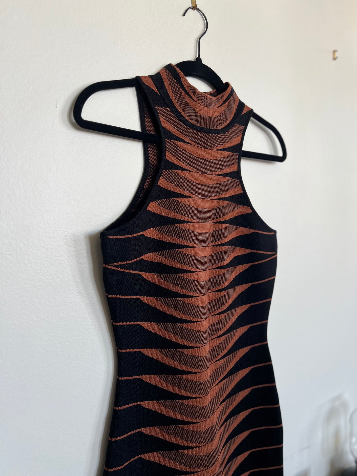 "Fashion Nova" black & brown stretch pencil dress - Size M
