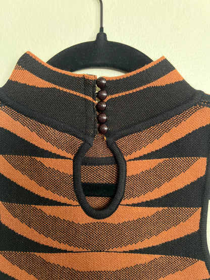 "Fashion Nova" black & brown stretch pencil dress - Size M