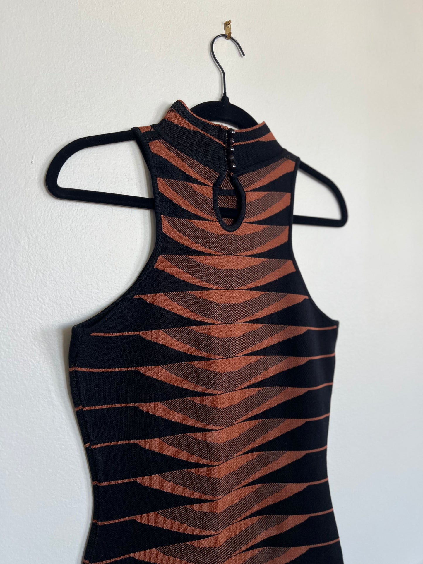 "Fashion Nova" black & brown stretch pencil dress - Size M