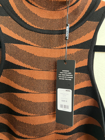 "Fashion Nova" black & brown stretch pencil dress - Size M