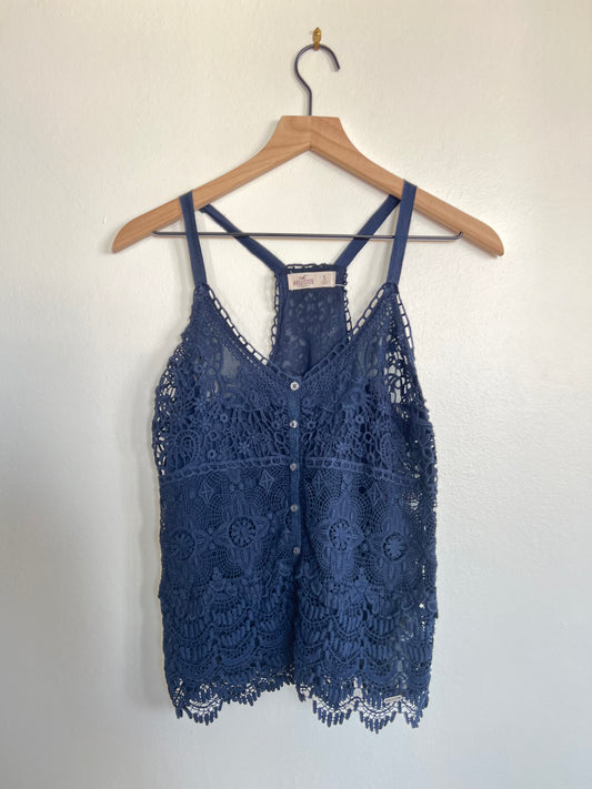 "Hollister" blue lace top - Size S