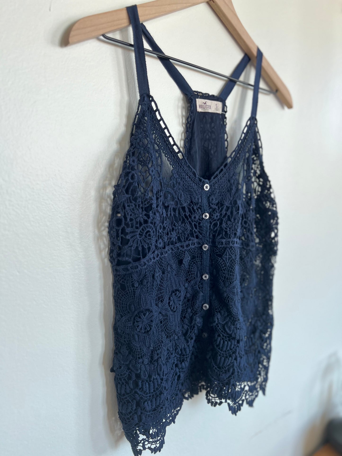 "Hollister" blue lace top - Size S