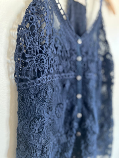 "Hollister" blue lace top - Size S