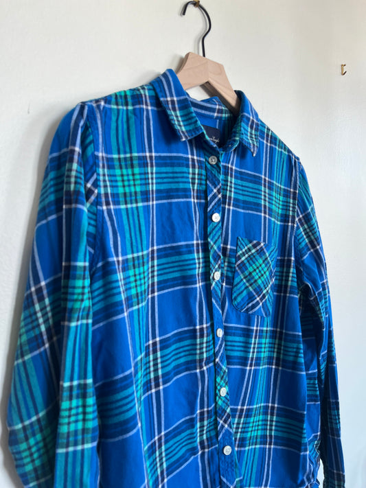 "American Eagle Outfitters" button up blue and green shirt - Size L