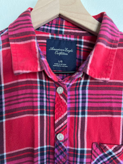 "American Eagle Outfitters" button up red shirt - Size L