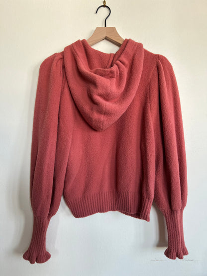 "Express" indian red sweater with hoodie - Size XS