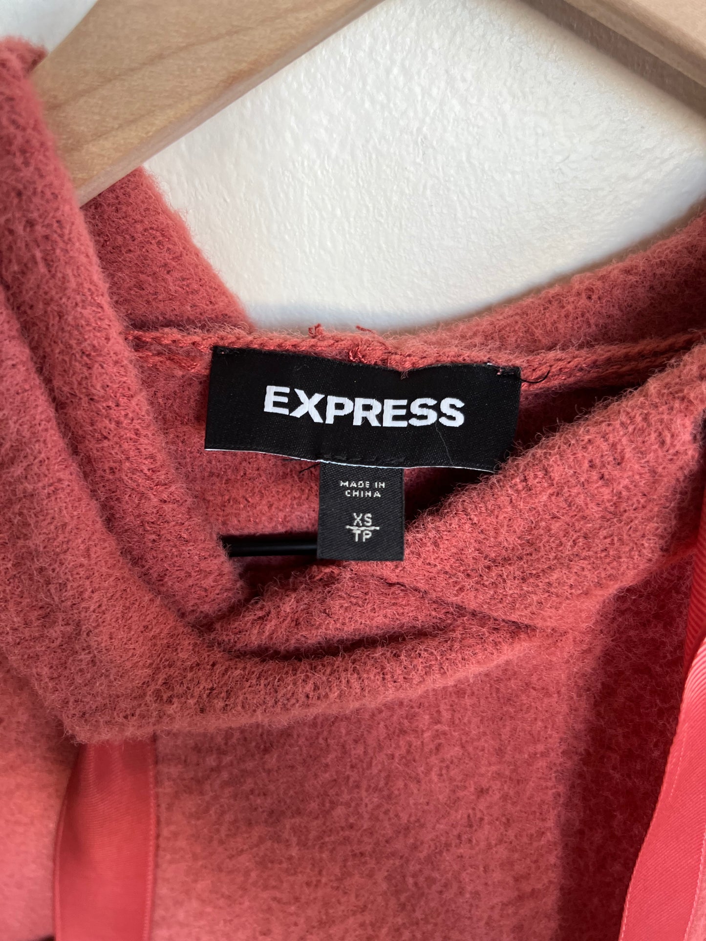 "Express" indian red sweater with hoodie - Size XS