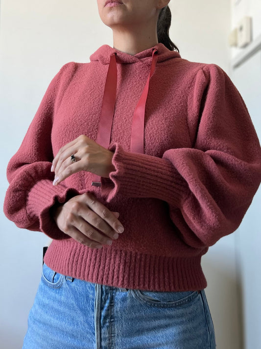 "Express" indian red sweater with hoodie - Size XS