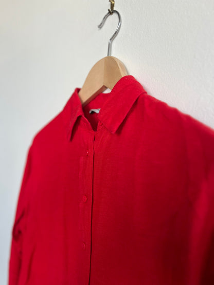 "Stradivarius" linen blend red long sleeve shirt - Size XS
