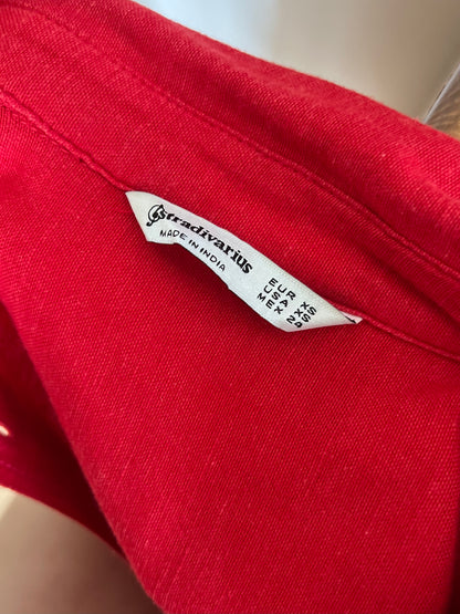 "Stradivarius" linen blend red long sleeve shirt - Size XS