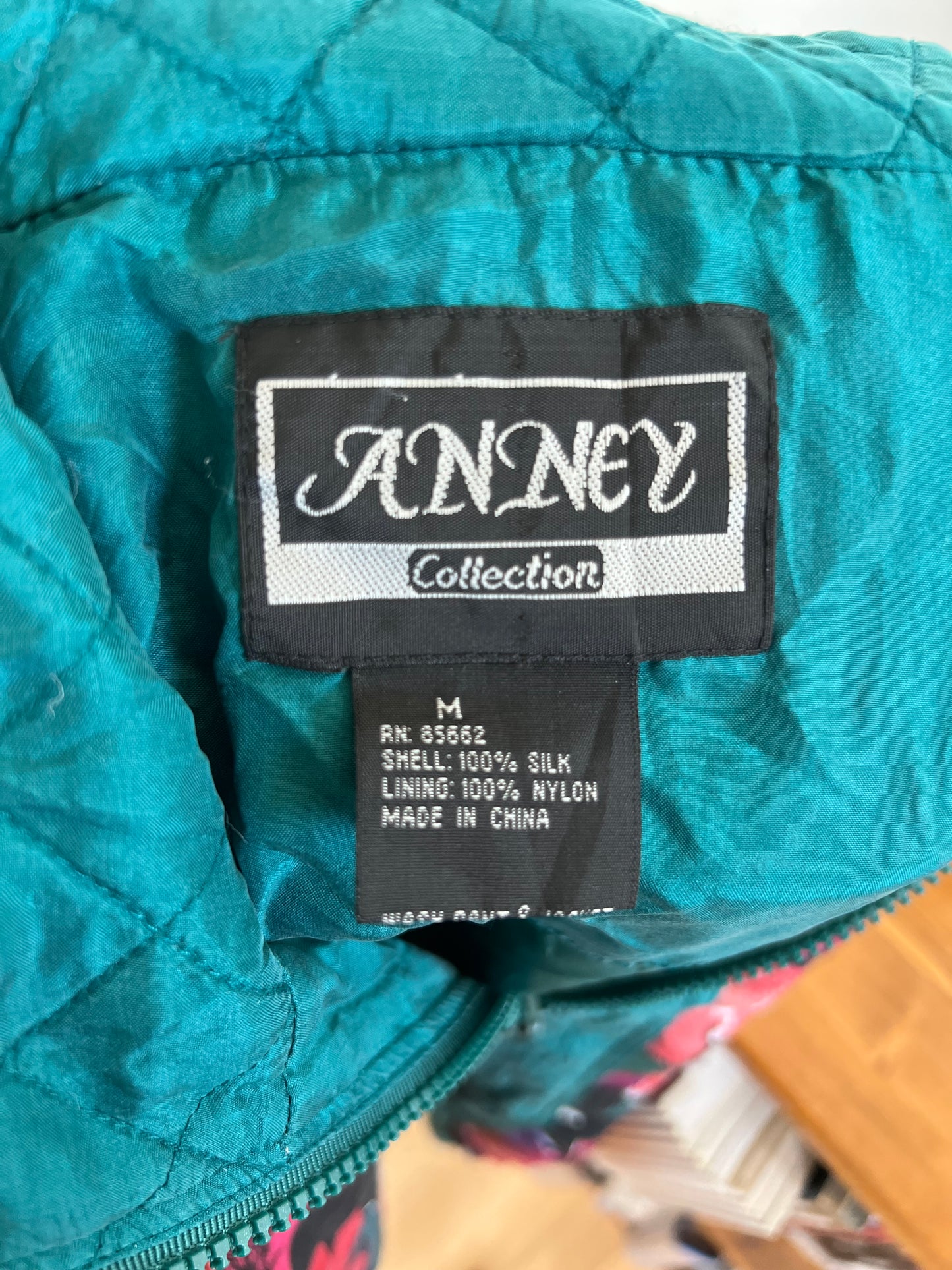 "Anney Collection" 80s silk floral jacket -Size M