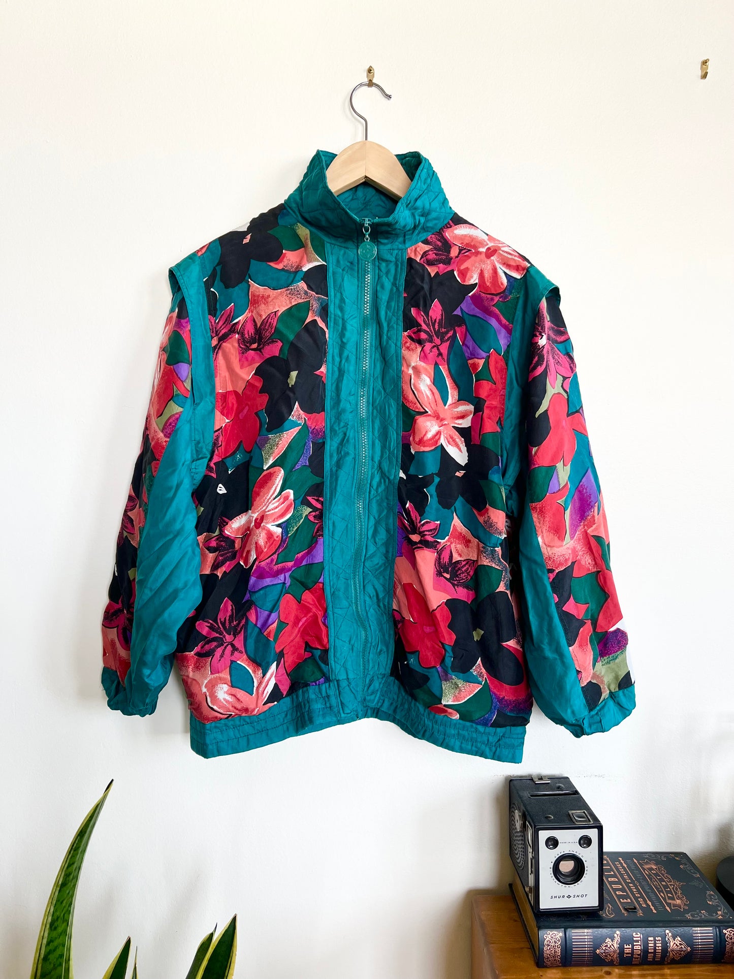 "Anney Collection" 80s silk floral jacket -Size M