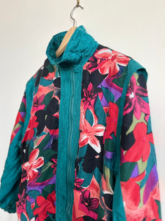 "Anney Collection" 80s silk floral jacket -Size M
