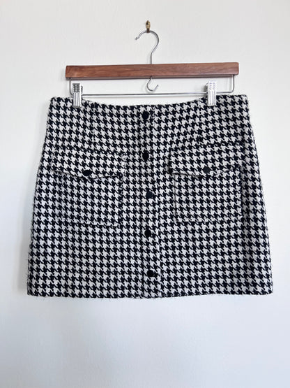 "WAYF" Herringbone Checkered Tailored Mini Skirt - Size L