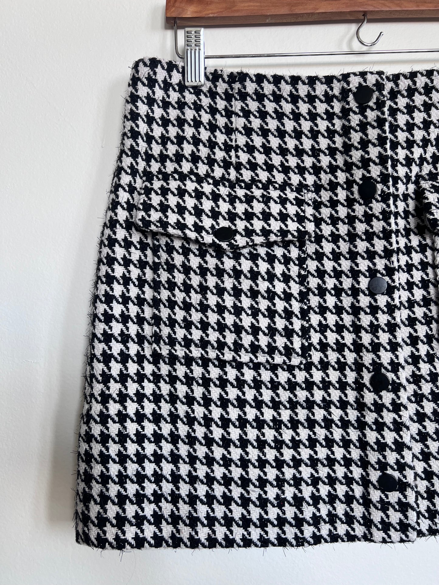 "WAYF" Herringbone Checkered Tailored Mini Skirt - Size L