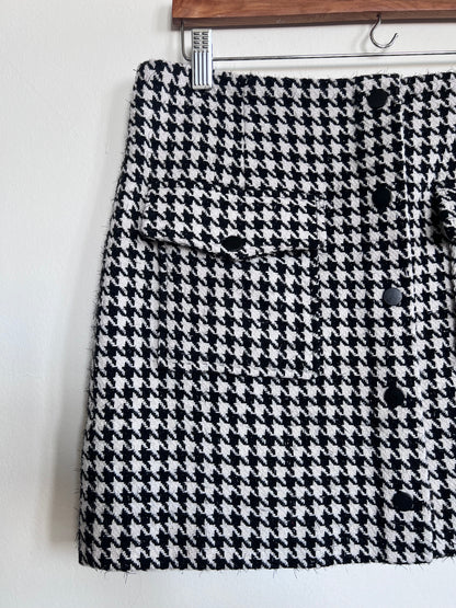 "WAYF" Herringbone Checkered Tailored Mini Skirt - Size L