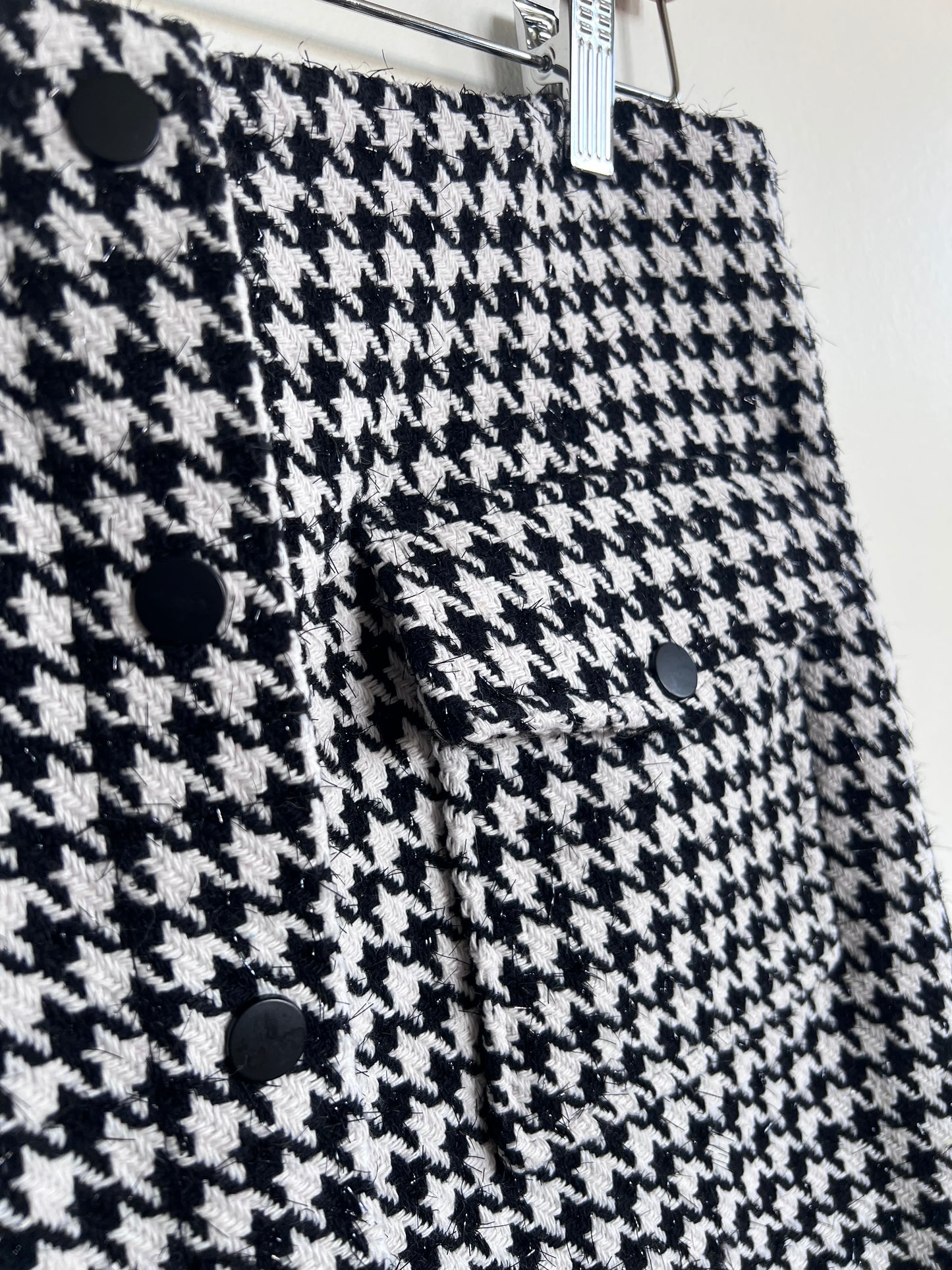 "WAYF" Herringbone Checkered Tailored Mini Skirt - Size L