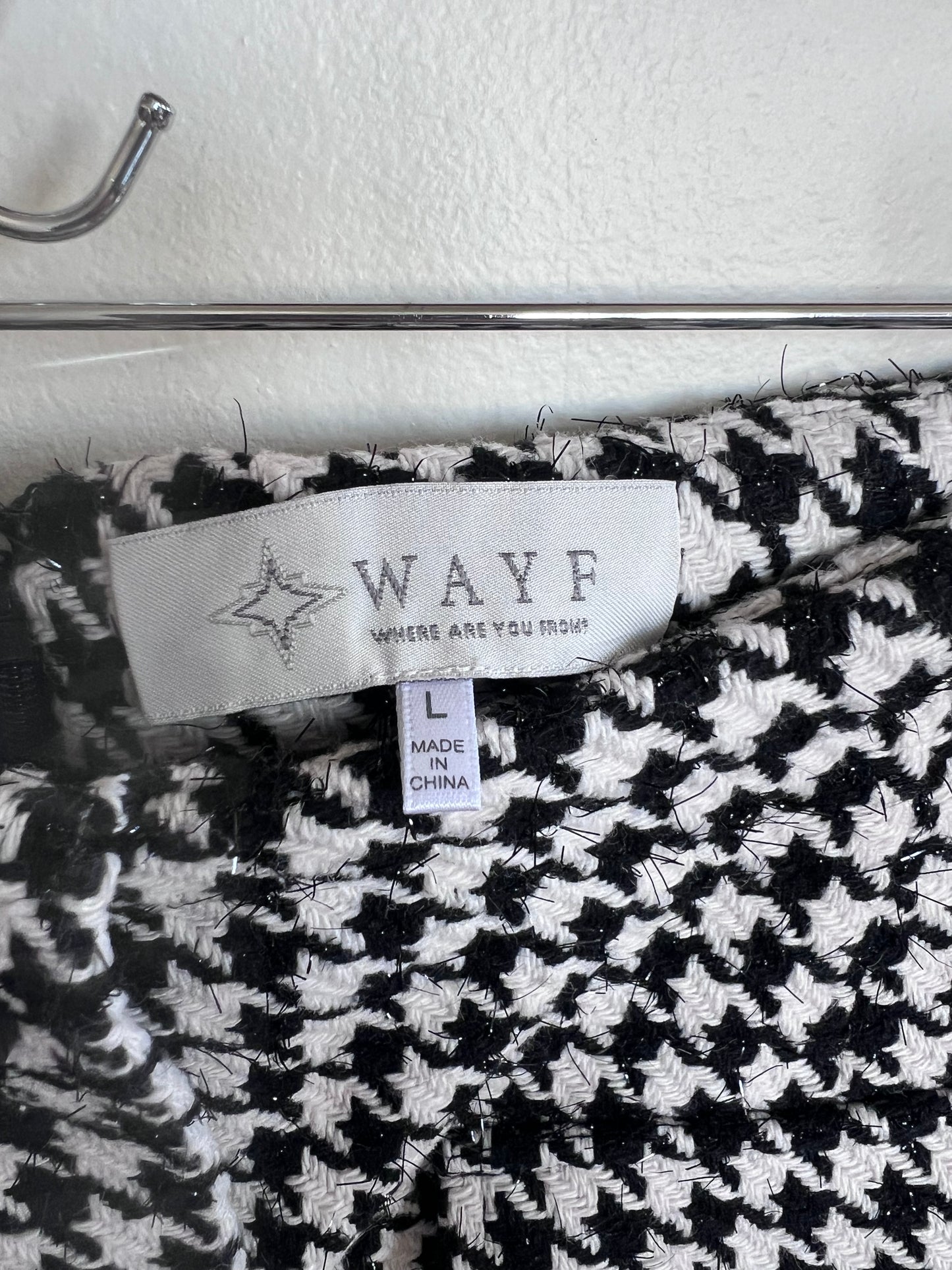 "WAYF" Herringbone Checkered Tailored Mini Skirt - Size L