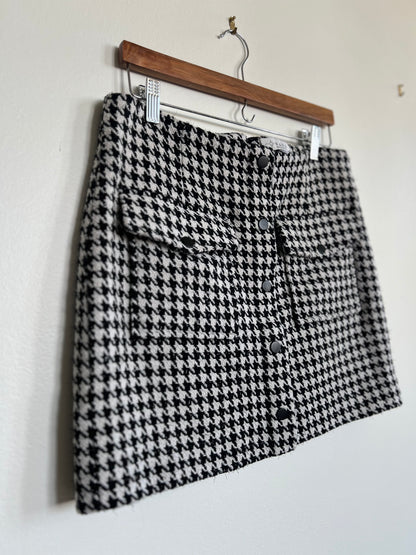 "WAYF" Herringbone Checkered Tailored Mini Skirt - Size L