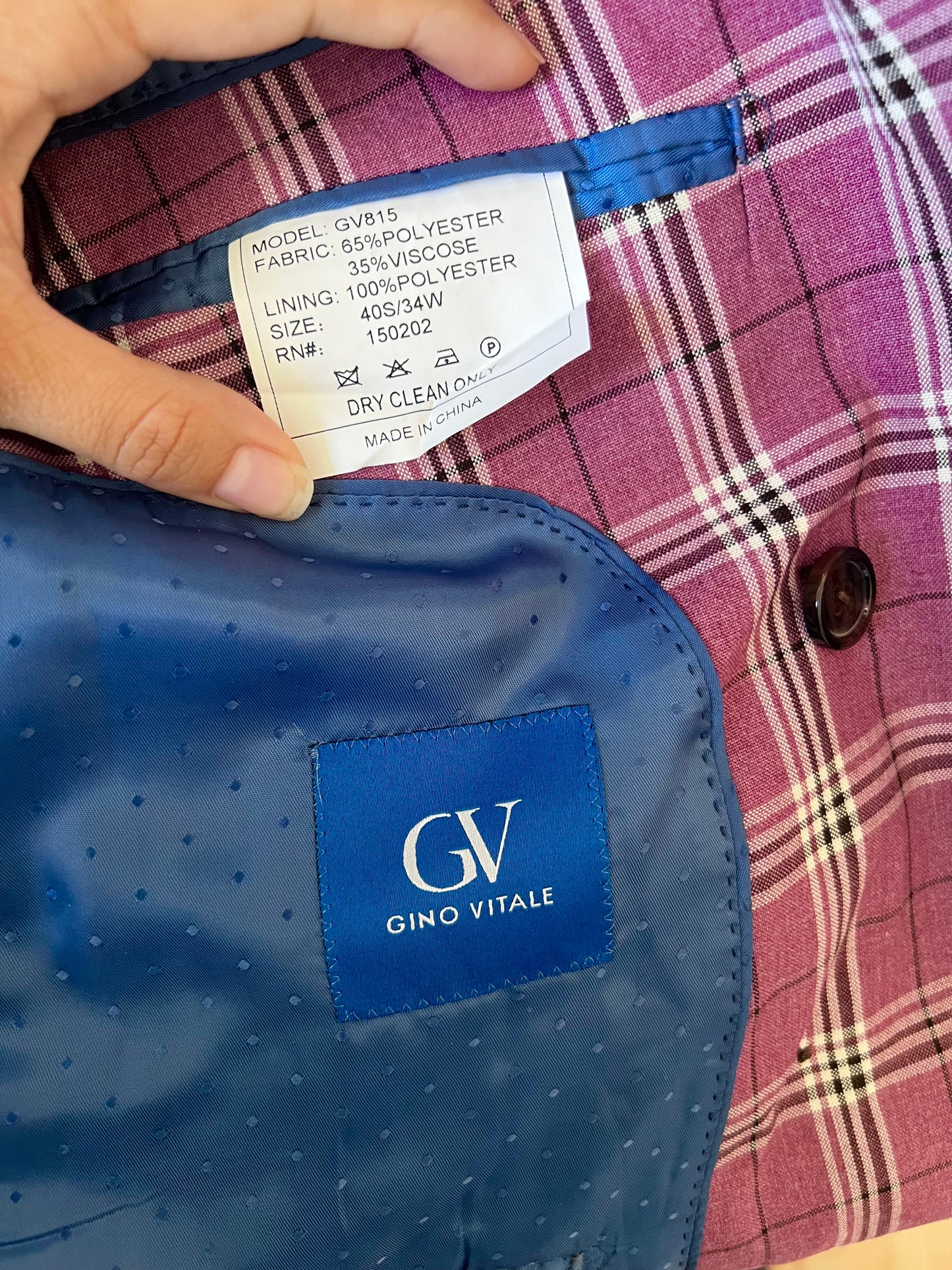 "Gino Vitale" slim fit pink suit - Size 40s/34w