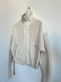 "And other stories" white sweater / zip up with pockets and leather shoulders - Size S
