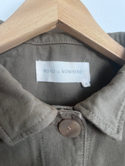"Road to Nowhere" Olive Green Jean Jacket / Size M