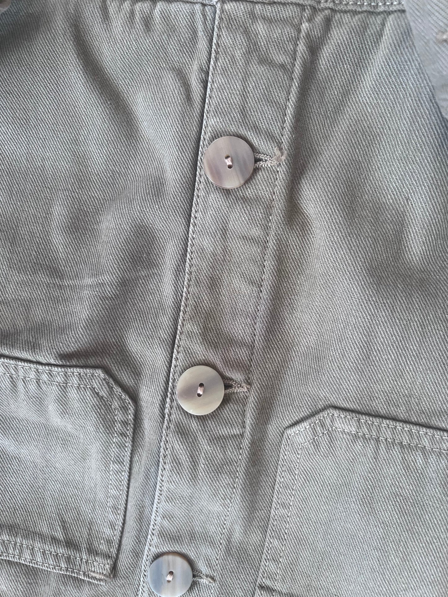 "Road to Nowhere" Olive Green Jean Jacket / Size M